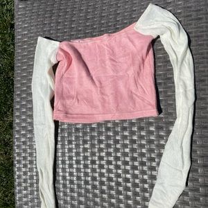 Y2K pastel pink off shoulder crop top